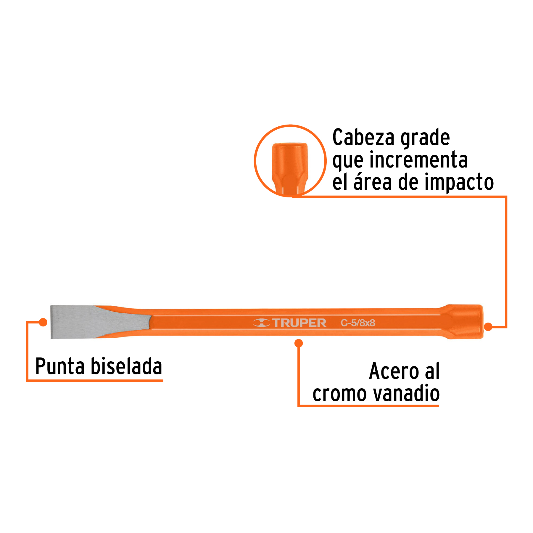 Cincel de corte frío de 5/8 X 8', TRUPER - Imagen 3