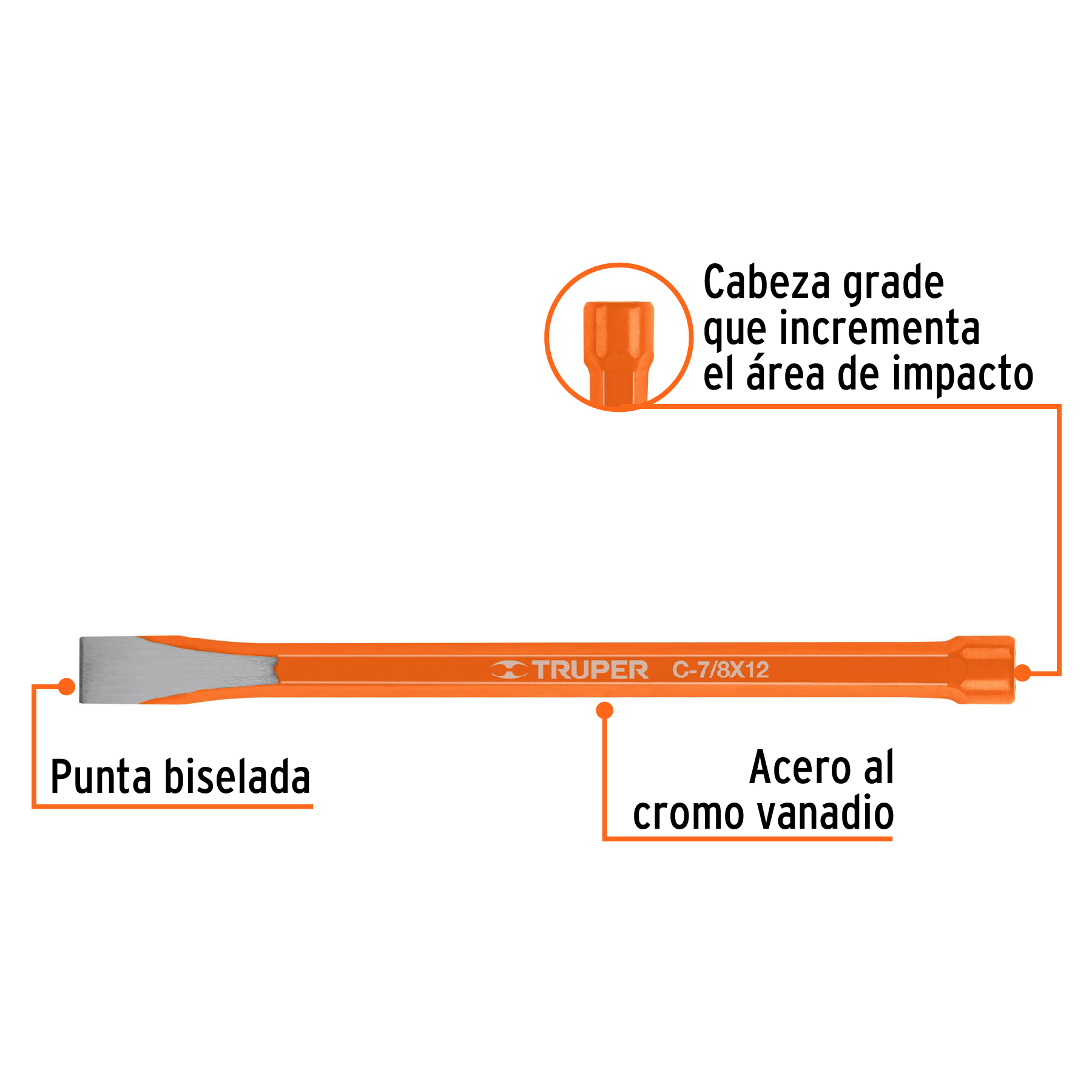 Cincel de corte frío de 7/8 X 12', TRUPER - Imagen 3
