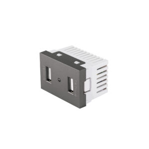 Alternative view of Toma 2 puertos USB acero inox de 1.5 módulos, línea Lisboa