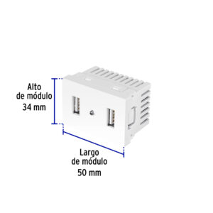 Toma con 2 puertos USB blanco de 1.5 módulos, línea Lisboa - Imagen 4