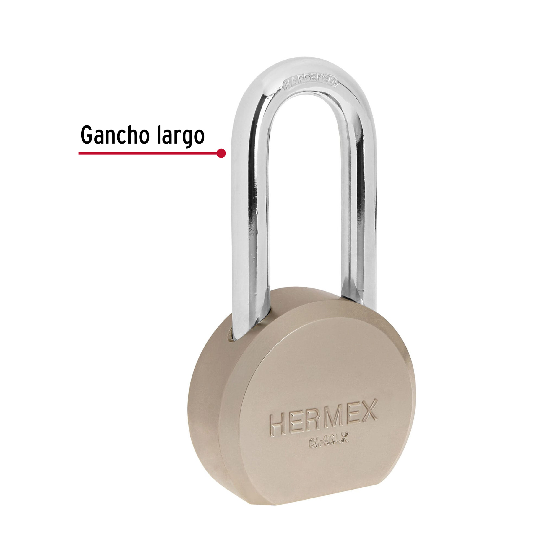 Candado redondo, 65 mm, gancho largo, llave tetra, blíster - Imagen 5