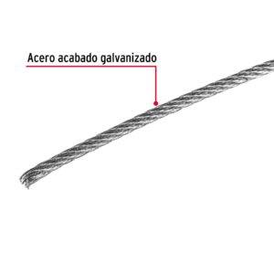 Metro de cable rígido 1/16' de acero 7x7 hilos, 75 m, FIERO - Imagen 3
