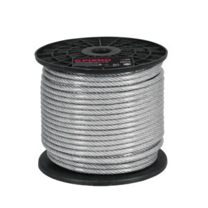 Metro de cable rígido 1/16' acero 7x7 recubierto PVC, 75 m
