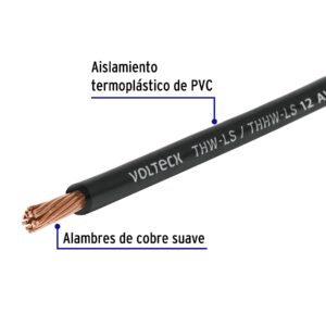 Rollo de 100 m de cable THHW-LS 12 AWG negro, VOLTECK - Imagen 3