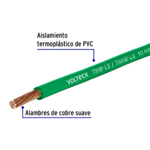 Carrete con 20 m de cable THHW-LS 12 AWG verde, VOLTECK - Imagen 3