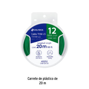 Carrete con 20 m de cable THHW-LS 12 AWG verde, VOLTECK - Imagen 4