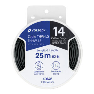 Carrete con 25 m de cable THHW-LS 14 AWG negro, VOLTECK - Imagen 2
