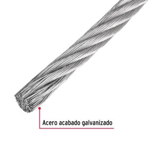 Metro de cable rígido 3/16' de acero 7x7 hilos, 300 m, FIERO - Imagen 3