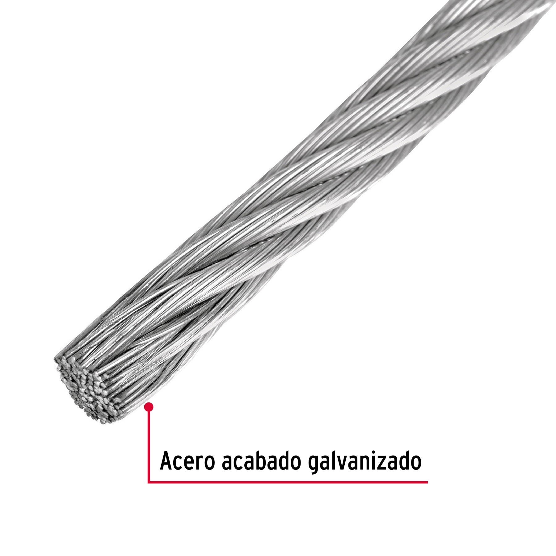 Metro de cable rígido 3/16' de acero 7x7 hilos, 300 m, FIERO - Imagen 3