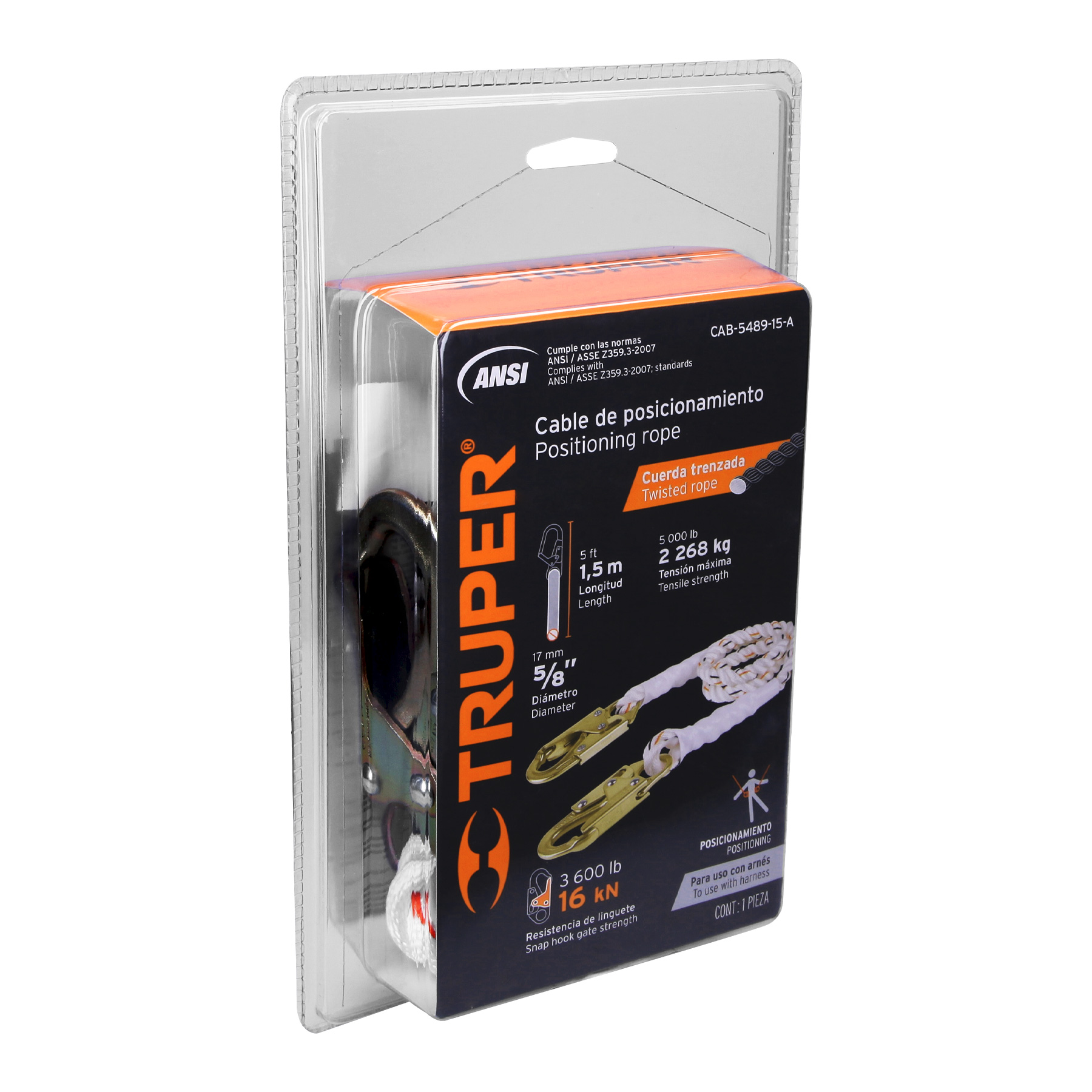 Cable de posicionamiento cuerda de poliéster de 1.5 m, ANSI - Imagen 4