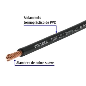 Rollo de 100 m de cable THHW-LS 8 AWG negro, VOLTECK - Imagen 3