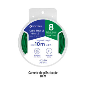 Carrete con 10 m de cable THHW-LS 8 AWG verde, VOLTECK - Imagen 4
