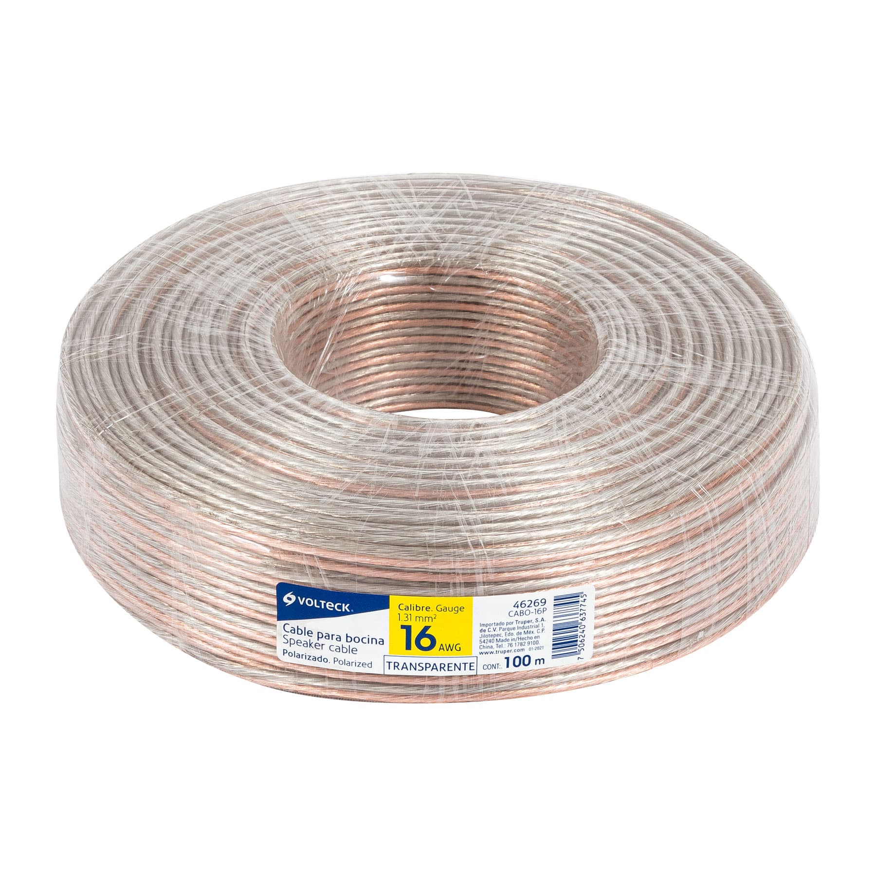 Rollo de 100 m cable polarizado transparente p/bocina 16 AWG - Imagen 2