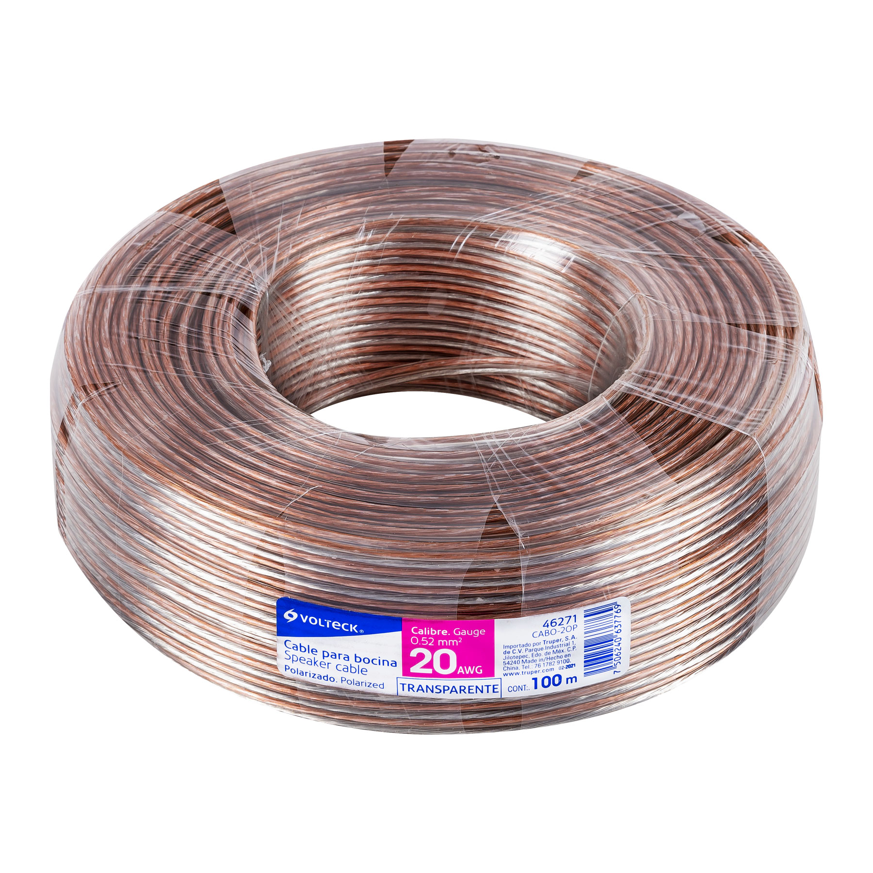 Rollo de 100 m cable polarizado transparente p/bocina 20 AWG - Imagen 2