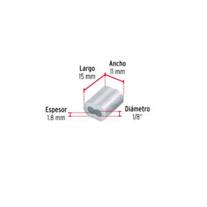 Bolsa con 50 casquillos dobles de aluminio, 1/8', FIERO - Imagen 4