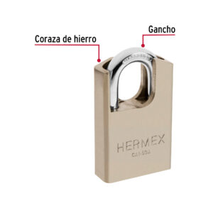Candado de acero 50 mm con coraza, llave de disco, HERMEX - Imagen 5
