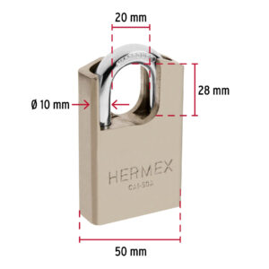 Candado de acero 50 mm con coraza, llave de disco, HERMEX - Imagen 6
