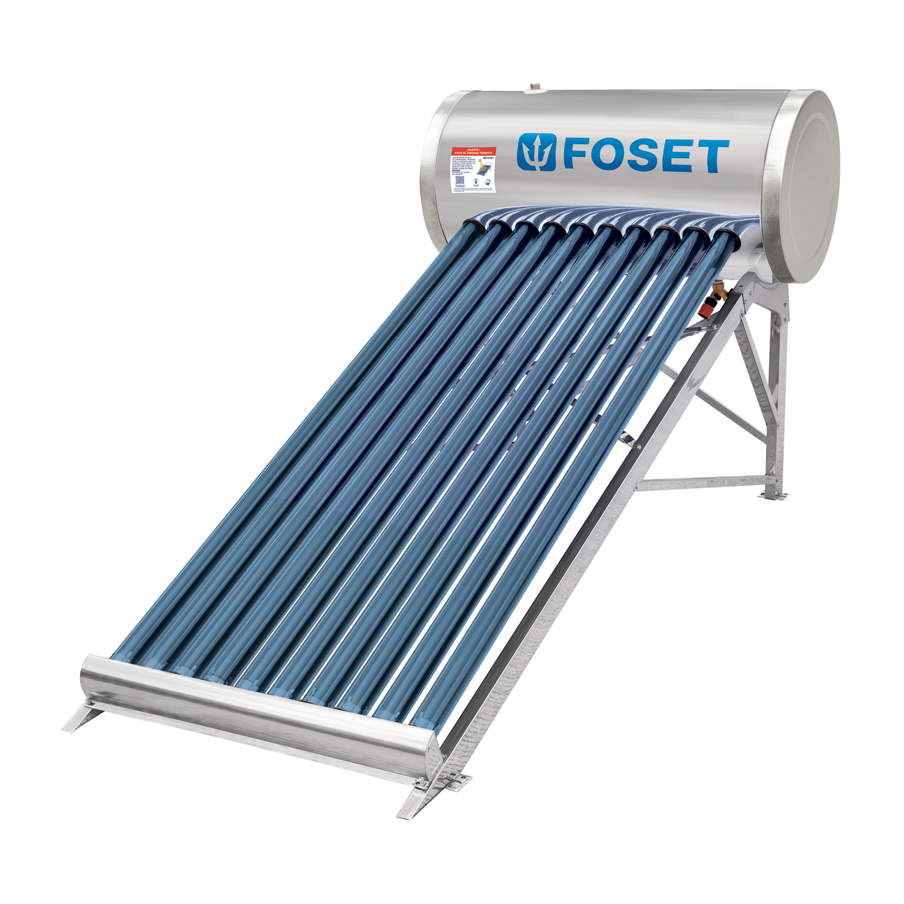 Calentador solar de agua 10 tubos, 120L, 3 personas, FOSET - Imagen 2