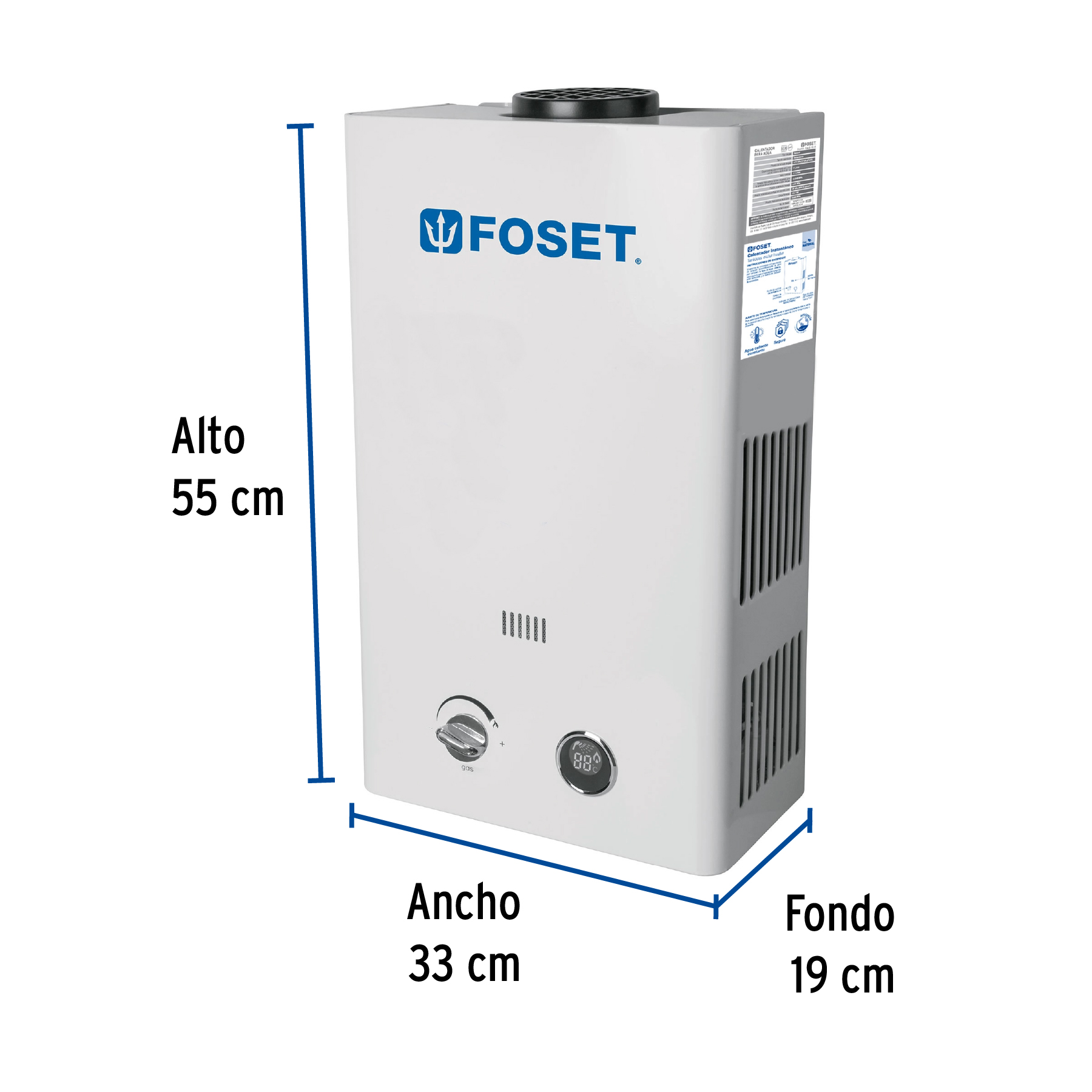 Calentador instantáneo, 11L, 2 servicios, gas natural, FOSET - Imagen 4