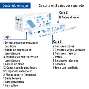 Calentador solar HeatPipe, 12 tubos, 150L, 4 personas, FOSET - Imagen 3