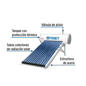 Calentador solar HeatPipe, 12 tubos, 150L, 4 personas, FOSET - Imagen 7