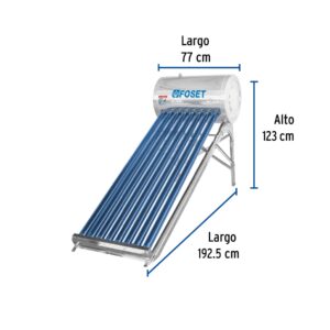 Calentador solar de agua, 8 tubos, 94L, 2 personas, FOSET - Imagen 4