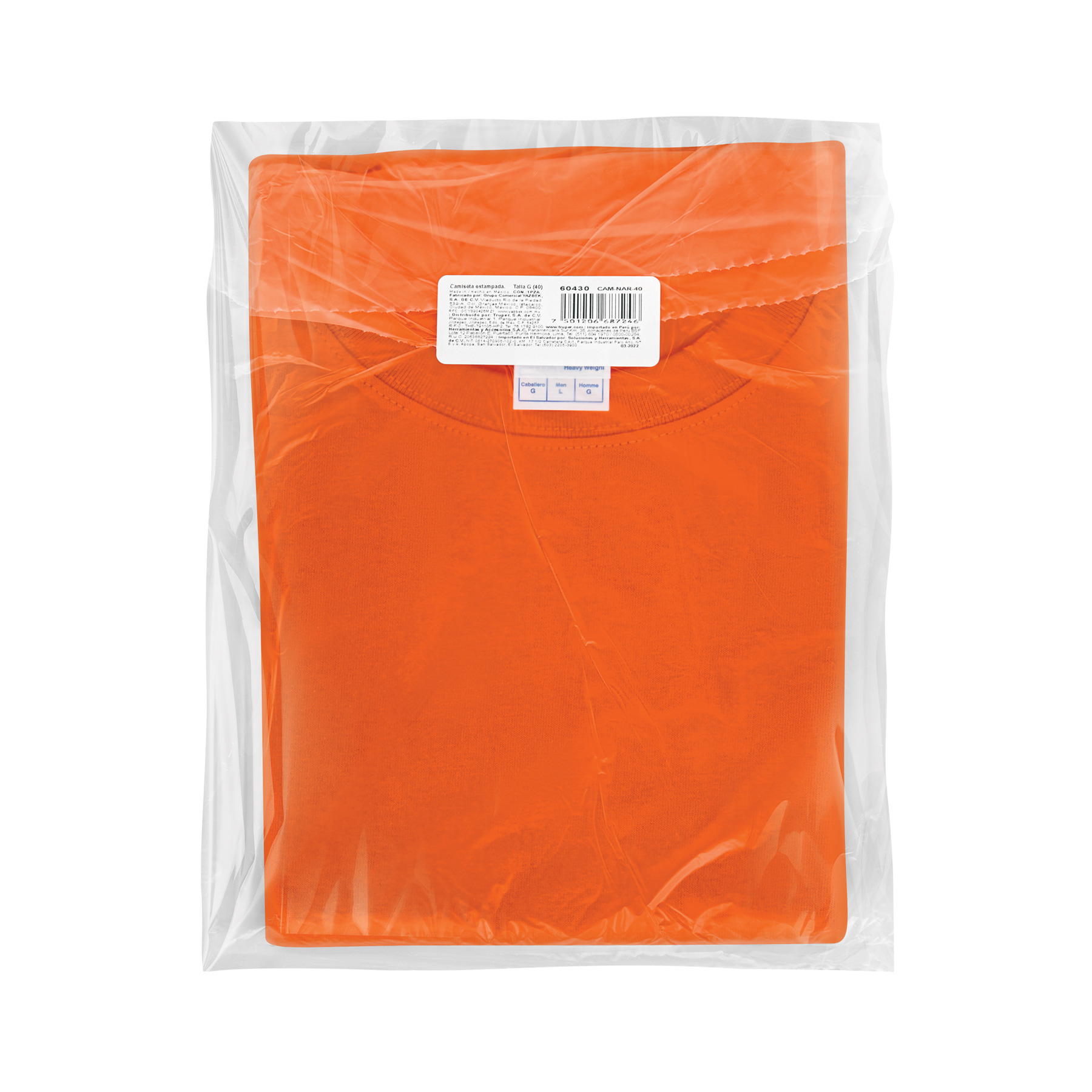 Playera cuello redondo para hombre, naranja, G, TRUPER - Imagen 6
