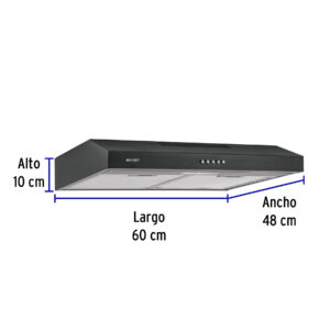 Campana extractora 60 cm, empotrable, negra, FOSET - Imagen 4