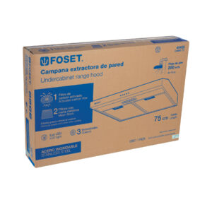 Campana extractora 75cm, empotrable, acero inoxidable, FOSET - Imagen 8