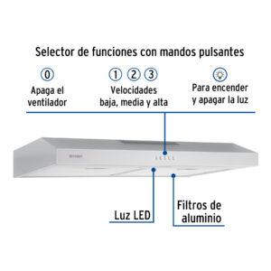 Campana extractora 75cm, empotrable, acero inoxidable, FOSET - Imagen 3