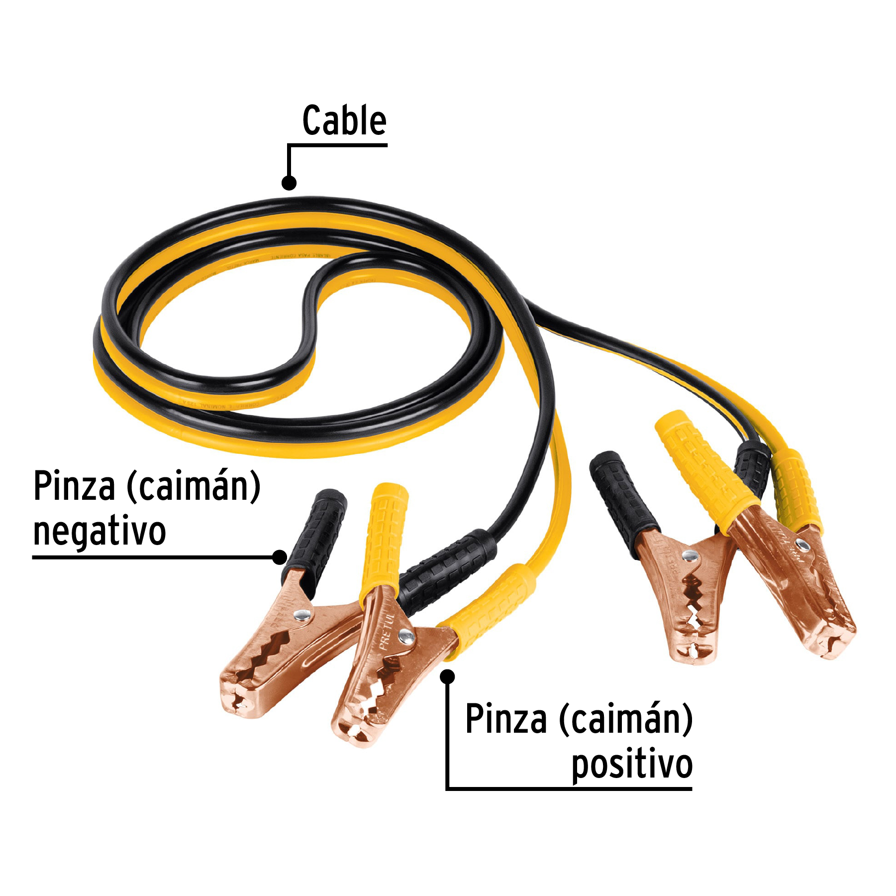 Cables pasa corriente 2.5m, 125 A, 10 AWG, con funda, PRETUL - Imagen 3
