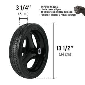 Carretilla 4 ft3 roja, imponchable, bastidor tubular, PRETUL - Imagen 4