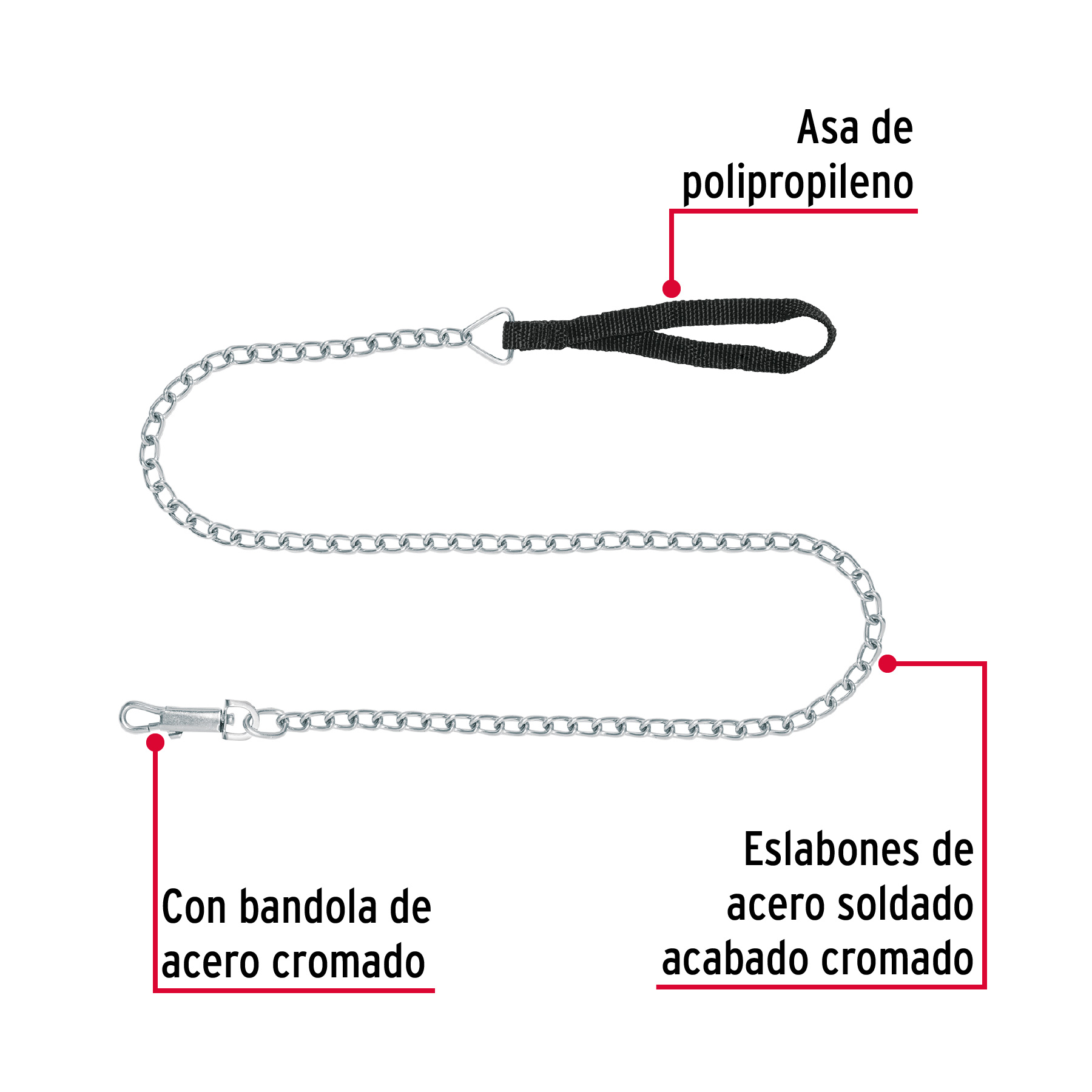 Cadena de paseo para perro de 1.2 m x 3 mm, FIERO - Imagen 3