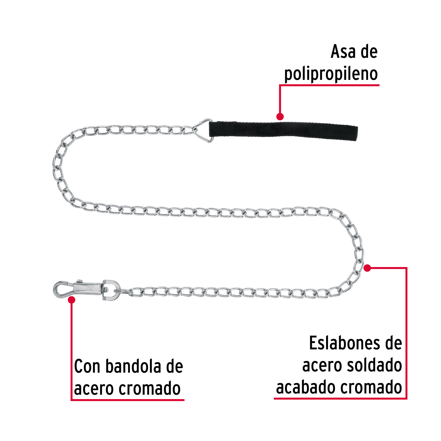 Cadena de paseo para perro de 1.2 m x 3.5 mm, FIERO - Imagen 3
