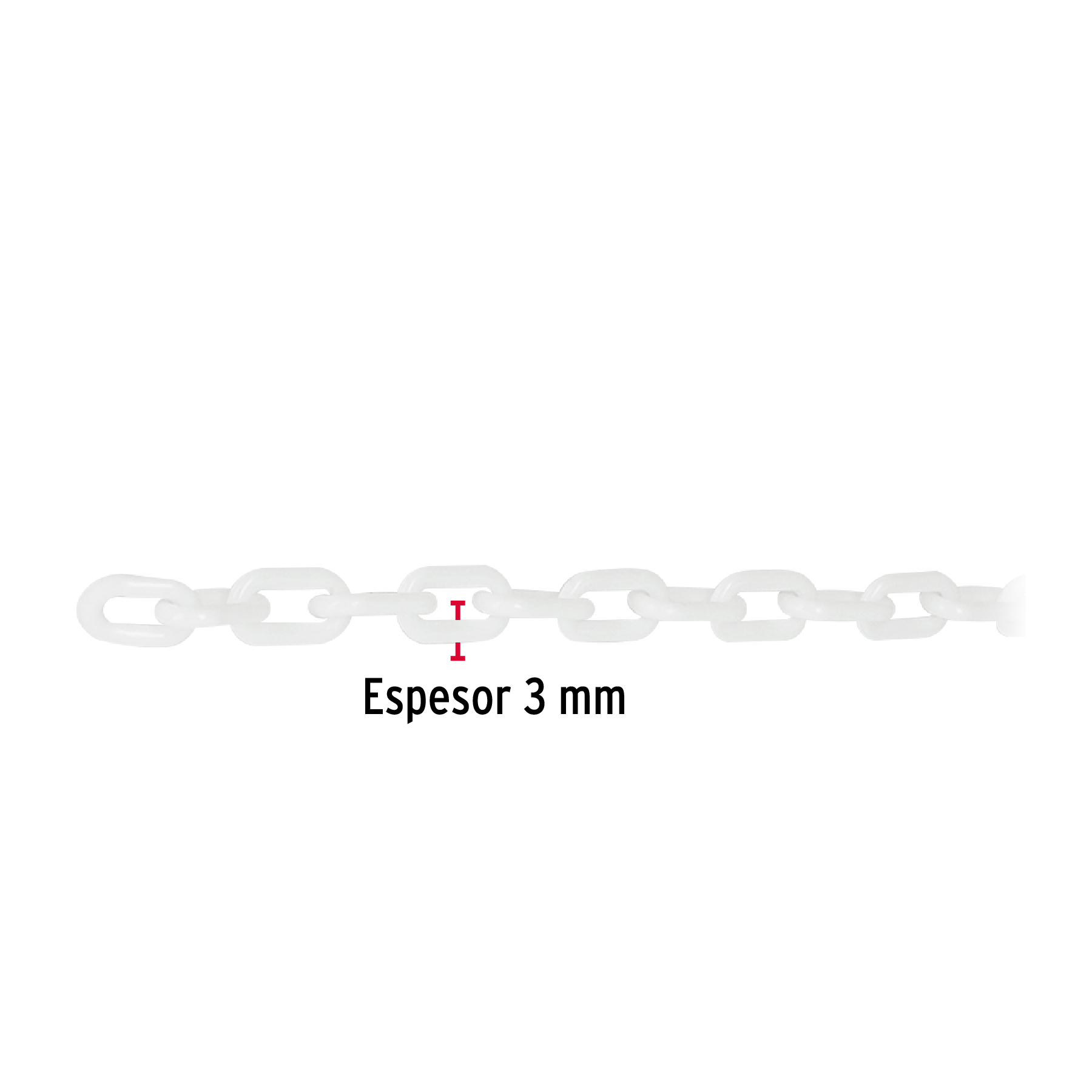 Metro de cadena de 3 mm de plástico blanca, carrete de 50 m - Imagen 4