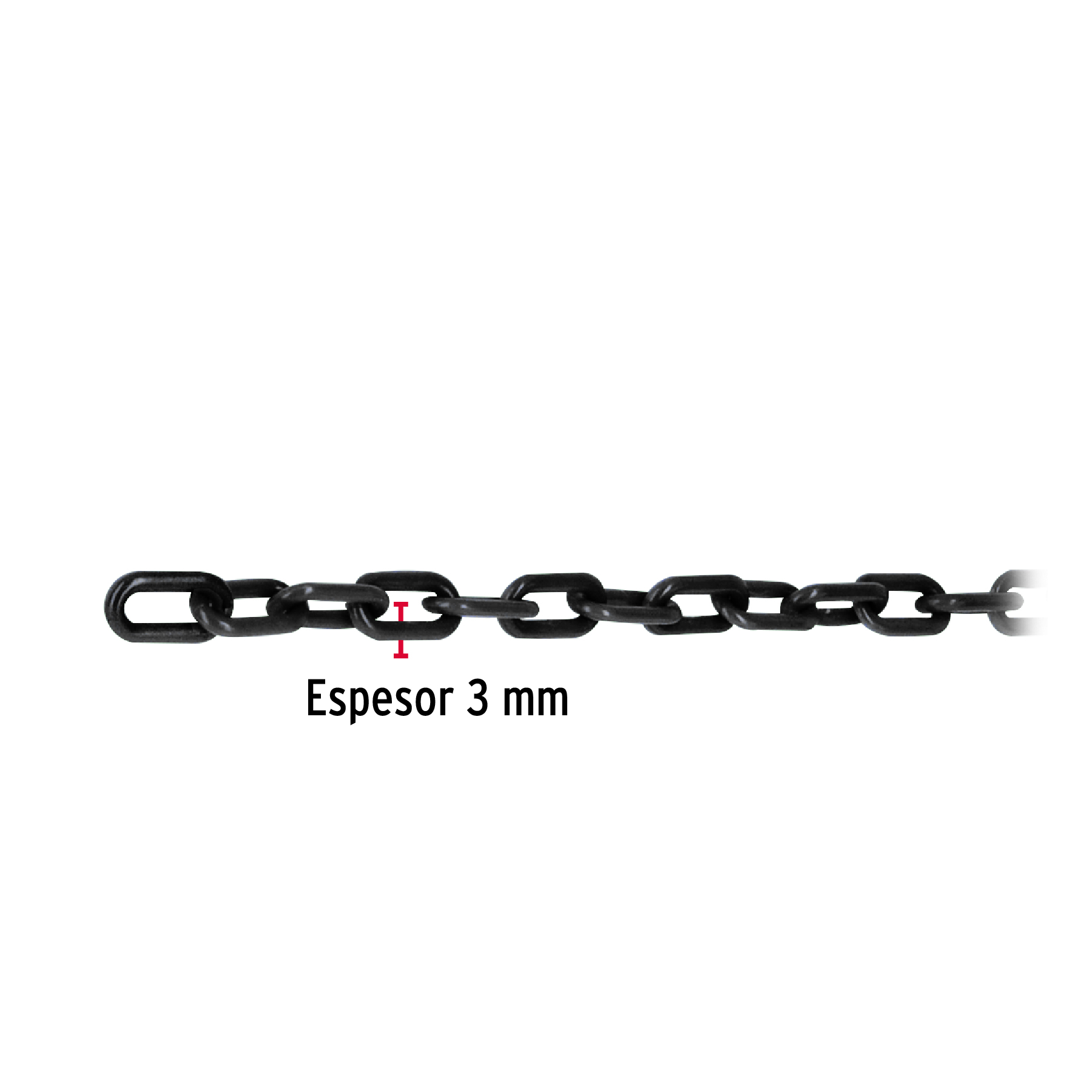 Metro de cadena de 3 mm de plástico negra, carrete de 50 m - Imagen 4