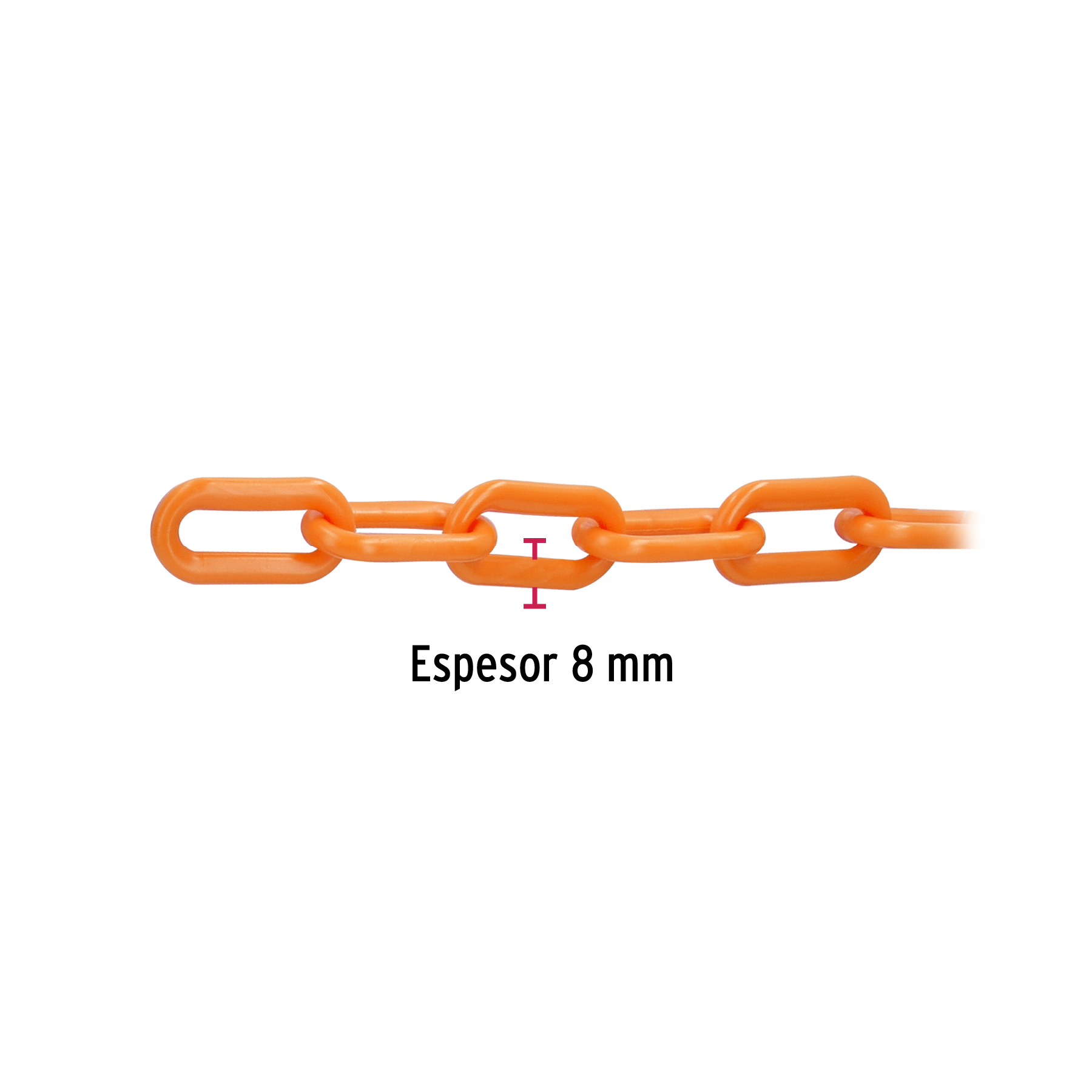 Metro de cadena de 8 mm de plástico naranja, carrete de 25 m - Imagen 4