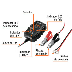 Cargador / mantenedor de 1 A para baterías de 6/12V, TRUPER - Imagen 4