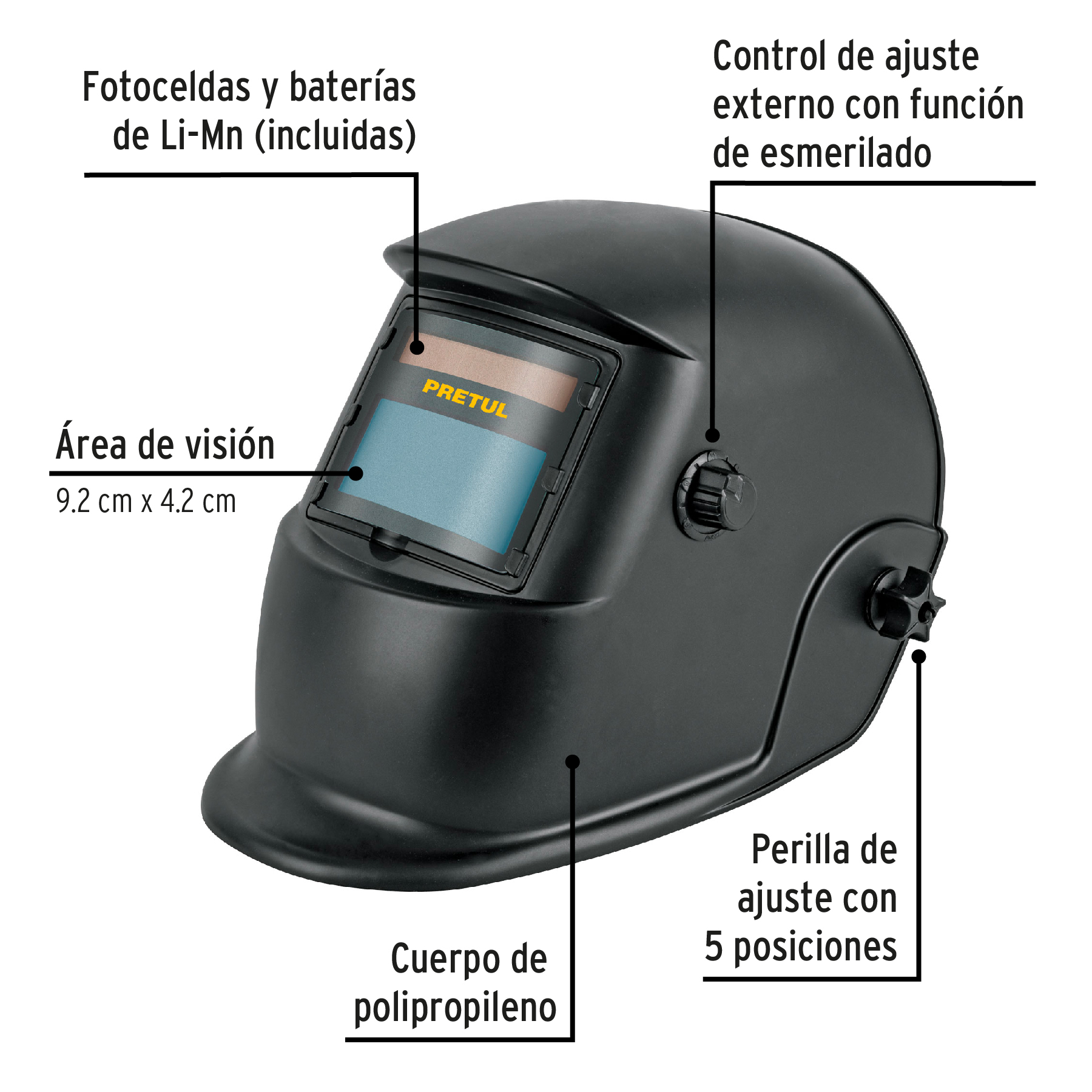 Careta electrónica para soldar 9-13, semiprofesional, PRETUL - Imagen 3