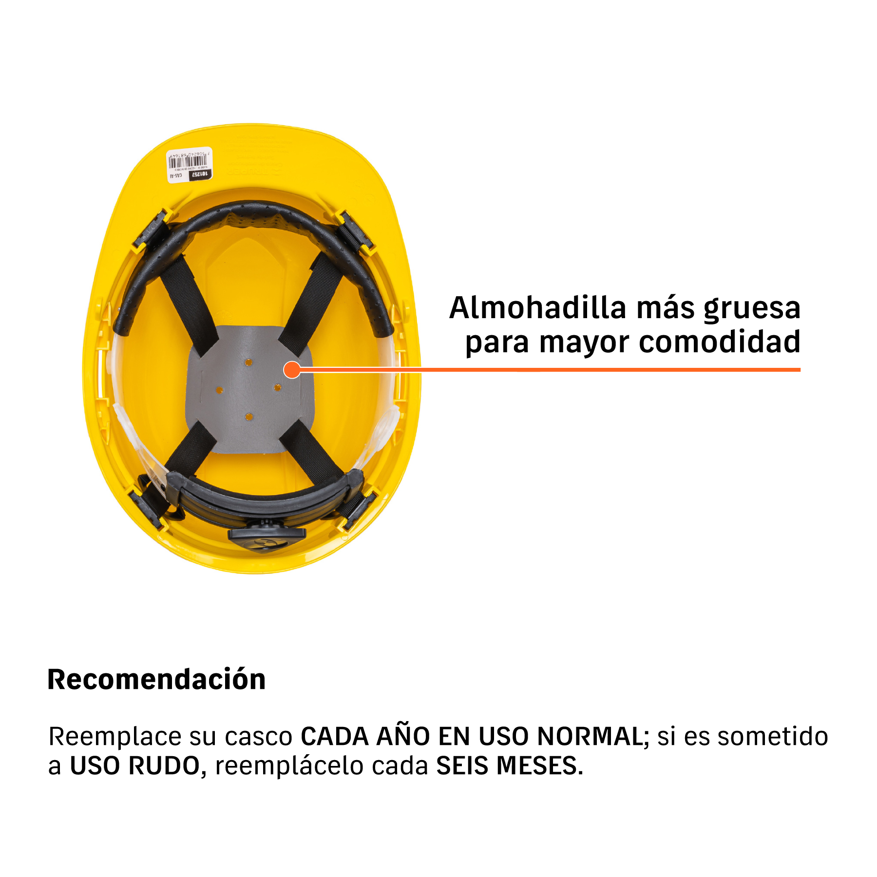 Casco de seguridad ventilado, ajuste de matraca, amarillo - Imagen 3