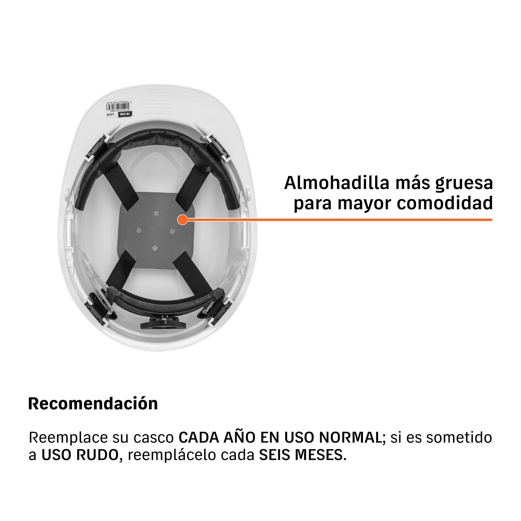 Casco de seguridad ventilado, ajuste de matraca, blanco - Imagen 3