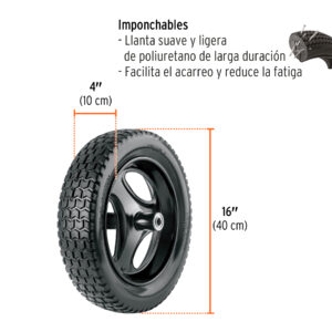 Carretilla 6ft3 Imponchable, bastidor tubular, TRUPER EXPERT - Imagen 4