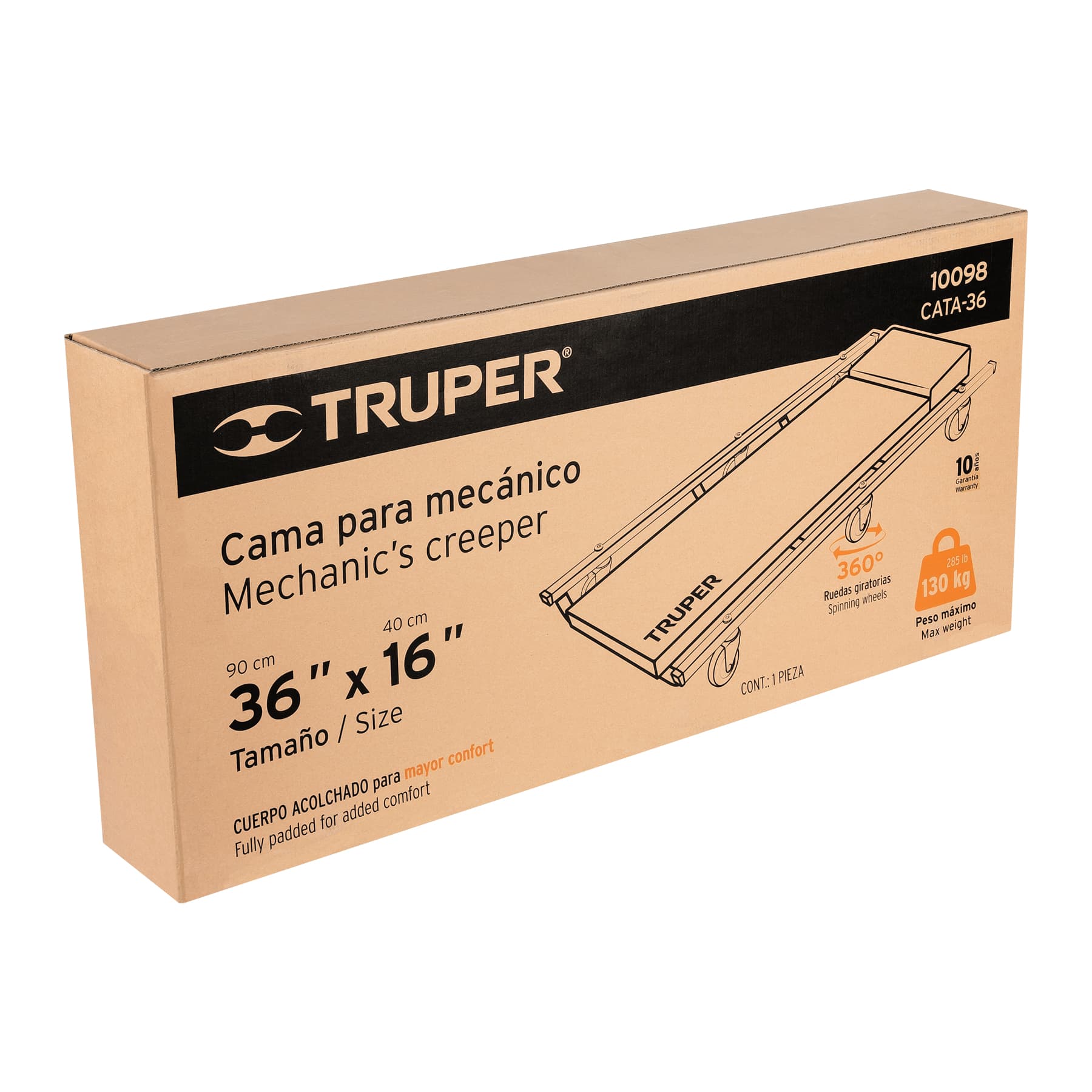 Cama de acero 36' para mecánico, TRUPER - Imagen 5