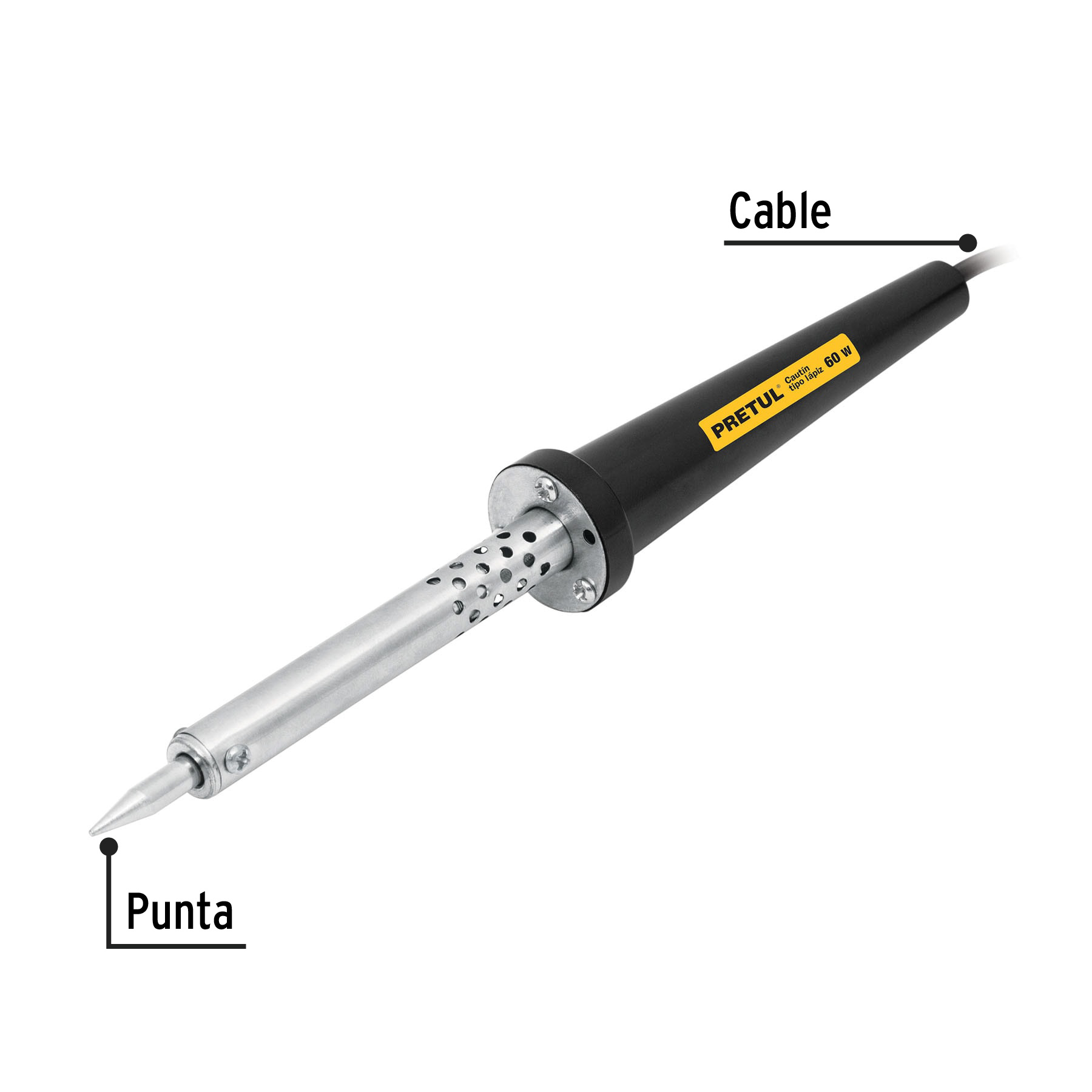 Cautín 60 W tipo lápiz para trabajo pesado, PRETUL - Imagen 3