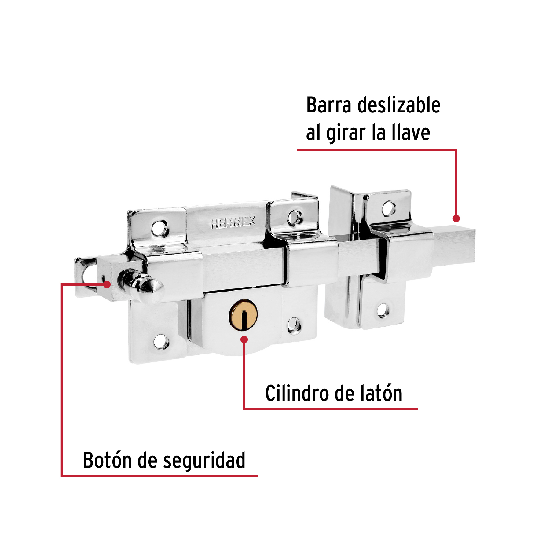 Cerradura de barra libre, derecha, HERMEX - Imagen 3