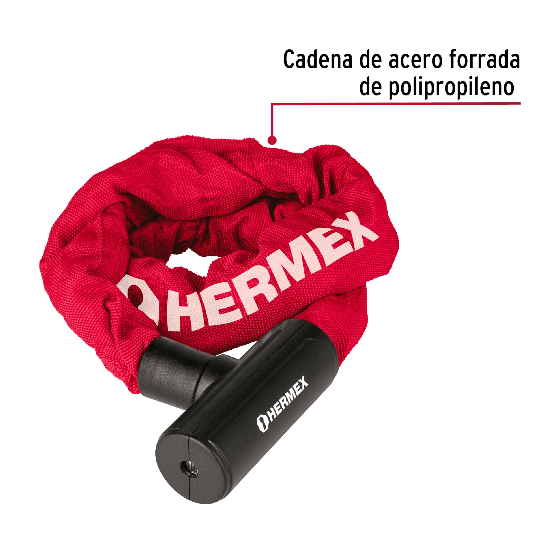 Candado con cadena forrada de 10 mm, HERMEX - Imagen 3