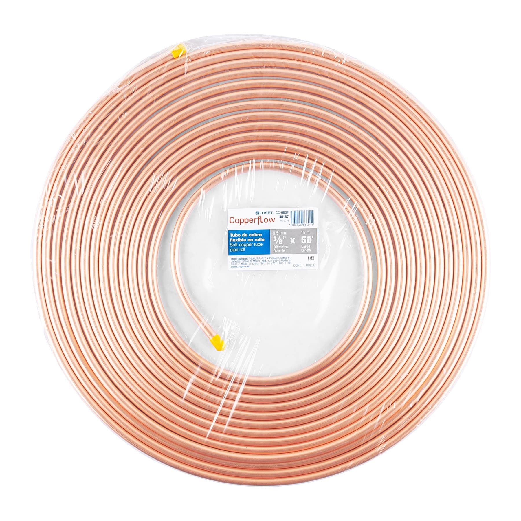 Tubo flexible de cobre 3/8', rollo de 15m, 2.6kg, FOSET - Imagen 4