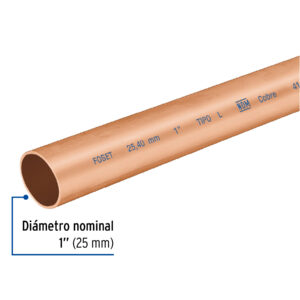 Tubo rígido de cobre 1' tipo 'L', 3m, 2.9kg, FOSET - Imagen 3