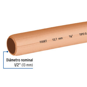Tubo flexible de cobre 1/2', rollo de 15m, 3.7kg, FOSET - Imagen 3