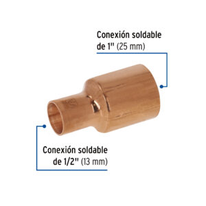 Reducción bushing de cobre, 1 x 1/2', FOSET - Imagen 3